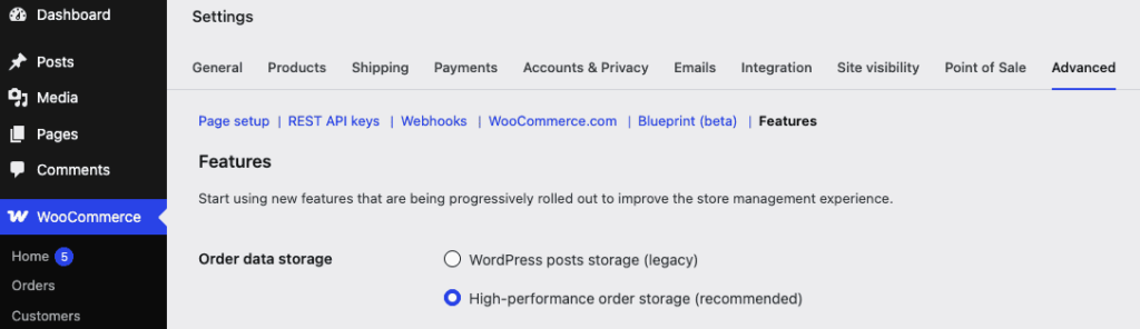 WooCommerce Settings HPOS